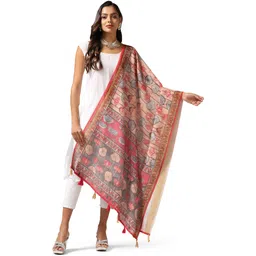 kahiraa wholetex Linen Blend Printed Red Women Dupatta-picture-18