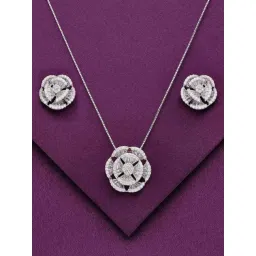 Kai Jewel Sterling Crystal Blooms Pendant with Chain & Earrings Set for Women-picture-37