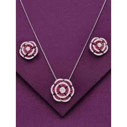 Kai Jewel Sterling Crystal Blooms Pendant with Chain & Earrings Set for Women-picture-35