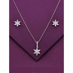 Kai Jewel Sterling Crystal Flowers Pendant with Chain & Earrings Set for Women-picture-39