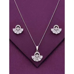 Kai Jewel Sterling Shimmery Flare Crystal Pendant with Chain & Earrings Set for Women-picture-36