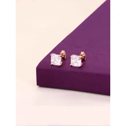 Kai Jewel Sterling Silver Big Square Solitaire Stud Rose Gold Earrings for Women-picture-14