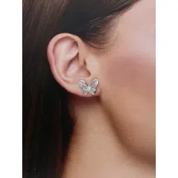 Kai Jewel Sterling Silver Crystal Butterflies Casual Stud Earrings for Women image 2