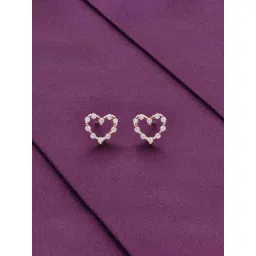 Kai Jewel Sterling Silver Diamond Studded Heart Rose Gold Casual Earrings-picture-36