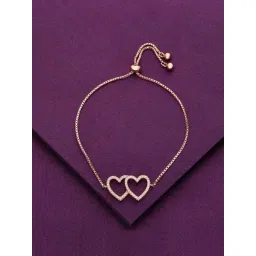 Kai Jewel Sterling Silver Rose Gold Twinning Hearts Link Adjustable Bracelet-picture-21