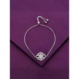 Kai Jewel Sterling Silver The Flower Diamante Adjustable Bracelet-picture-13