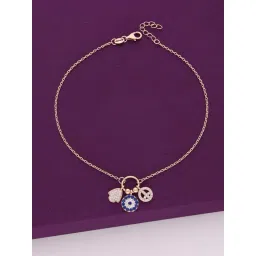 Kai Jewel Sterling Silver Trendy Evil Eye Charm Rose Gold Anklet for Women-picture-46