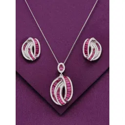 Kai Jewel Sterling Sterling Crystal Pendant with Chain & Earrings Set for Women-picture-34