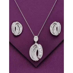 Kai Jewel Sterling Sterling Crystal Pendant with Chain & Earrings Set for Women-picture-33