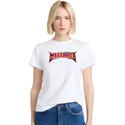 KAIDO Women Metallica Graphic Printed Round Neck Cotton T-shirt-picture-38