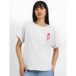 KAIDO Women Typography Printed Round Neck Cotton Relaxed Fit T-shirt-picture-21