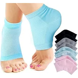 KAIE Cotton Crack Foot Protector, Moisturizing Gel Heel Socks Dry Cracked Heel Repair Pain Relief, Cushion Support, Heel Pain Relief Cotton Half Heel Socks Silicone Gel Heel Socks Foot Protector anti crack heel socks Heel Protector Socks (Multi Color, Free Size)-picture-35