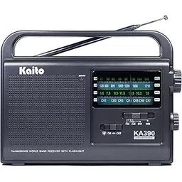 Kaito KA390 Portable AM/FM Shortwave NOAA Weather Radio with LED Flashlight, Color Black-picture-18