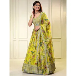 Kaizen TEXO FAB Embroidered Sequinned Semi-Stitched Lehenga & Unstitched Blouse & Dupatta-picture-24