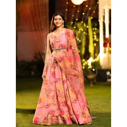 Kaizen TEXO FAB Printed Satin Semi-Stitched Lehenga & Unstitched Blouse With Dupatta-picture-22