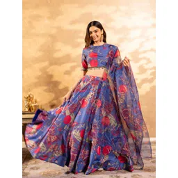 Kaizen TEXO FAB Printed Satin Semi-Stitched Lehenga & Unstitched Blouse With Dupatta-picture-13