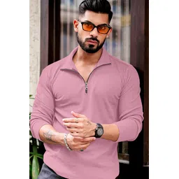 kajaru Men Self Design Polo Neck Polycotton Pink T-Shirt-picture-10