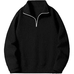 KAJARU Men's Textured Half-Zip Short Sleeve Sweatshirt - Casual Summer Pullover Top-picture-34