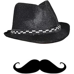 Kaku Fancy Dresses Freedom Fighter Bhagat Singh Hat and Moustache for Boys, National Hero Costume Accessory for Kids (Freesize)-picture-28