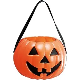 Kaku Fancy Dresses Halloween Plastic Pumpkin Baskets For Kids | Trick Or Treat Small/Medium/Large Plastic Basket | Halloween Decoration Prop - Orange-picture-29