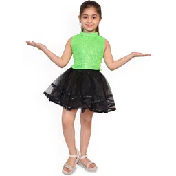 Kaku Fancy dresses Girls Embellished High Neck Sequined Fitted Top-picture-11