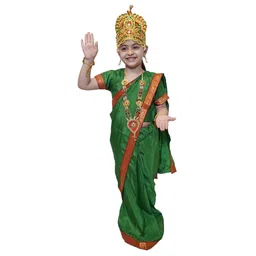 Kaku Fancy Dresses Half Sleeves Devi Laxmi Costume Set - Green-picture-16