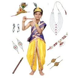 Kaku Fancy Dresses Janmashtami Theme Abstract Printed Krishna Costume Set - Blue-picture-26