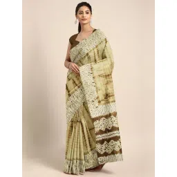 Kalakari India Beige Cotton Printed Saree With Unstitched Blouse-picture-14