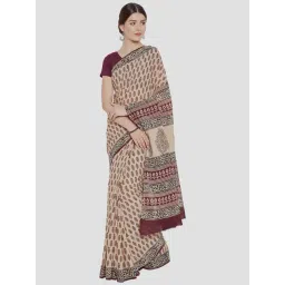 Kalakari India Beige Cotton Printed Saree With Unstitched Blouse-picture-16