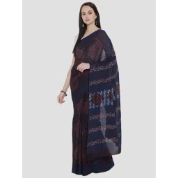 Kalakari India Black & Blue Cotton Printed Saree With Unstitched Blouse-picture-28