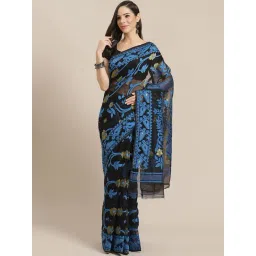 Kalakari India Black & Blue Woven Saree-picture-43