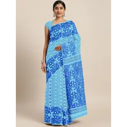 Kalakari India Blue Cotton Woven Saree With Unstitched Blouse-picture-17