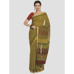 Kalakari India Green Cotton Printed Saree With Unstitched Blouse-picture-26