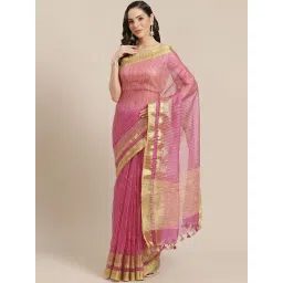 Kalakari India Pink Embroidered Saree With Unstitched Blouse-picture-30