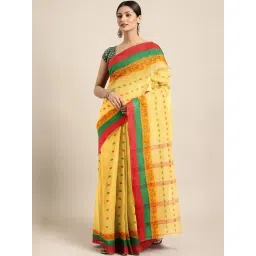 Kalakari India Yellow Cotton Woven Saree With Unstitched Blouse-picture-34