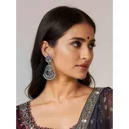 Kalakrith Milano German Silver Pearls Beaded Oxidised Dome Shaped Jhumkas-picture-18