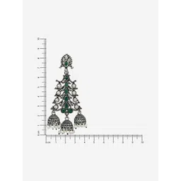 Kalakrith Milano German Silver Stones Studded And Pearls Beaded Dome Shaped Jhumkas image 3