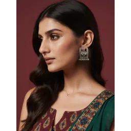 Kalakrith Milano Ghungroo Beaded Square Shaped Oxidised Drop Earrings-picture-40