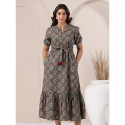 KALAMIR Ethnic Motifs Print Puff Sleeve A-Line Midi Dress-picture-24