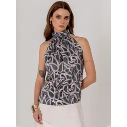 KALAMIR Print Halter Neck Satin Top-picture-35