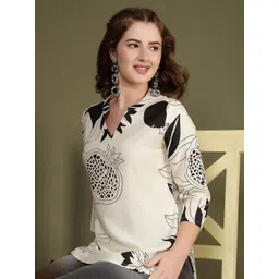 KALAMIR Women Conversational Printed Mandarin Collar Top-picture-41