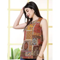 KALAMIR Women Ethnic Motifs Printed Keyhole Neck Top-picture-18