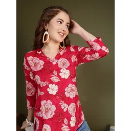 KALAMIR Women Floral Print Mandarin Collar Top-picture-17