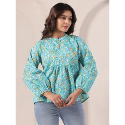 KALAMIR Women Floral Printed Cotton Peplum Top-picture-13