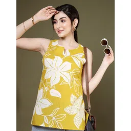 KALAMIR Women Floral Printed Sleeveless Cotton Top-picture-18