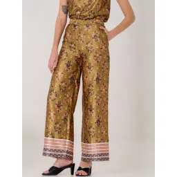 kalamir Zenava by Myntra Medallion Women Floral Printed High Waisted Relaxed Regular Trousers-picture-16