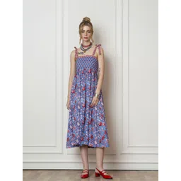 kalamir Zenava by Myntra Women Floral Print Shoulder Straps Fit & Flare Dress-picture-24