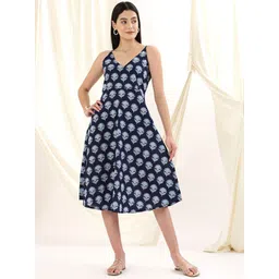 Zenava by Myntra Ethnic Motifs Print Fit & Flare Midi Dress-image-22