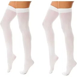 kalaneet 2 pair High Thigh White Stocking for Girls and women-picture-14