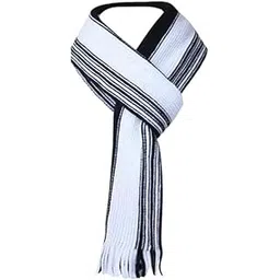 kalaneet Men & Women Casual Self Design Solid Acrylic Woolen Muffler/Scarf/Stole for Winter, Size free (Muffler White&Black 6)-picture-18